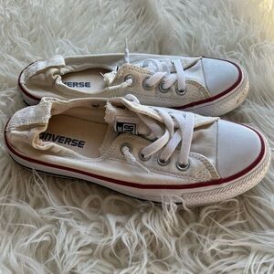 Converse Cream Canvas Sneakers with Red